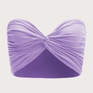 Lavender Twist Knot Crop Top